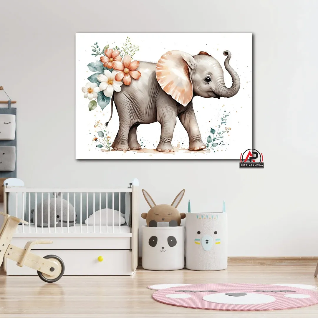 Baby elephant canvas wall art
